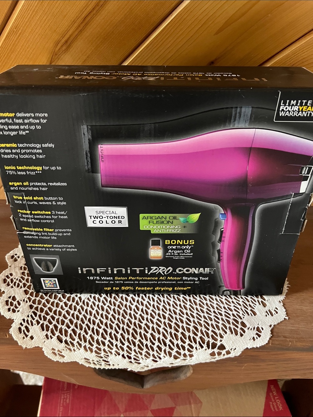 Two-Tone Pink Salon Hair Dryer with Argan Oil Bonus